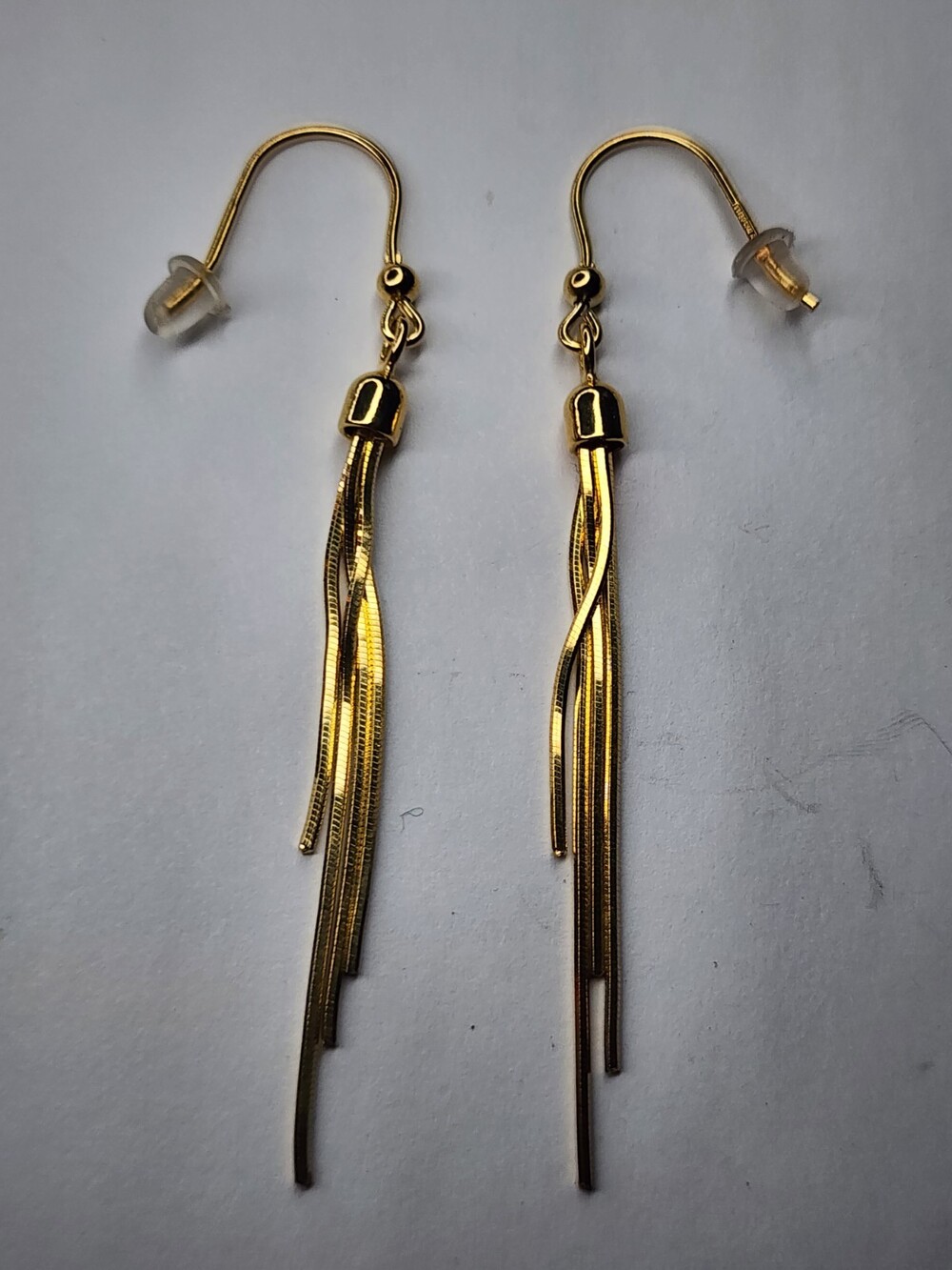 Gold Over Sterling Silver Dyadema Tassel Dangle Earrings.